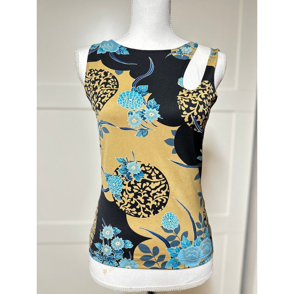 MCM Split Shoulder Sleeveless Top size M Floral‎ Stretch